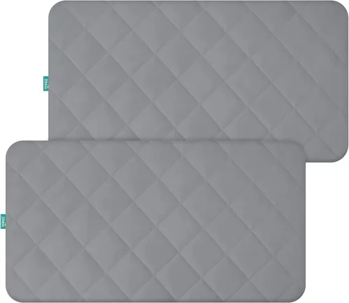 Vista 7 de Pack and Play - Juego de 2 fundas protectoras de colchón impermeables Quilted 39”x27” Noiseless Compatible with Graco Pack n Play & Dream On Me &