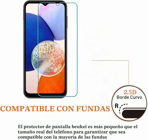 Vista 4 de Paquete de 3 protectores de pantalla de vidrio templado compatibles con Samsung Galaxy A14 5G / Galaxy A14, sensible al tacto, compatible