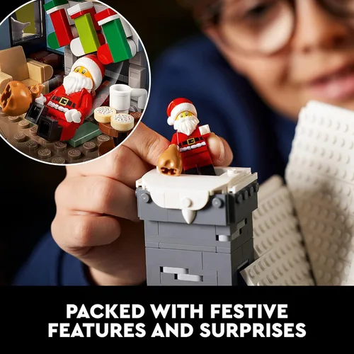 Vista 3 de LEGO Icons Santa's Visit 10293 - Juego de construcción de casa de Navidad para adultos y familias, decoración festiva del hogar con árbol