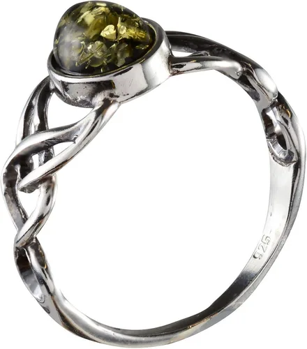 Vista 2 de HolidayGiftShops - Anillo de plata de ley y ámbar verde báltico