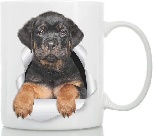 Vista 9 de Divertida taza de café Rottweiler – Taza de café de cerámica para perros – Regalo perfecto para los amantes de los perros – Bonita decoración