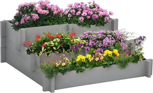 Vista 11 de Outsunny - Macetero de jardín elevado con enrejado arqueado para plantas trepadoras de enredadera, flores colgantes, macetero de madera