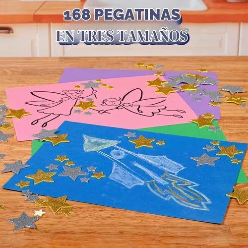 Vista 2 de READY 2 LEARN Pegatinas de espuma con purpurina, estrellas plateadas
