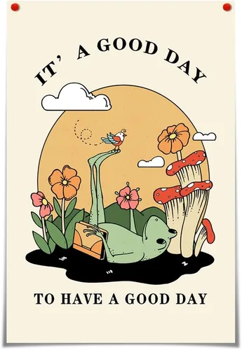 Vista 9 de FBKDVC Funny Frog You Are Exactly Where You Need To Be - Póster inspirador de acuarela, lienzo de pared, regalo motivacional para mujeres, niñas