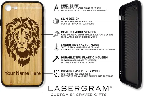 Vista 6 de LaserGram Funda compatible con iPhone 7 y iPhone 8, Saint Jude, grabado personalizado incluido (bambú)
