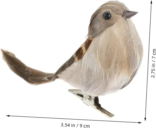 Vista 4 de Angoily 3 piezas de pájaros artificiales con plumas: Mini clip de pájaro de espuma de Navidad en adornos de árbol de imitación gorrión plumado