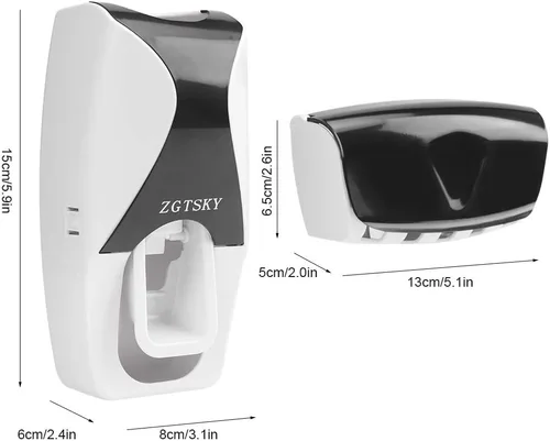 Vista 8 de Dispensador de pasta de dientes, exprimidor de pastas de dientes, prevención de polvo para el hogar (negro)