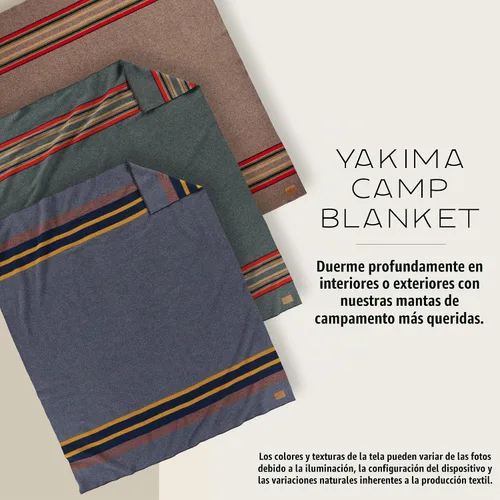 Vista 2 de Pendleton Yakima Camp Blanket Full Queen 90" x 90" - Wool Cotton Lago
