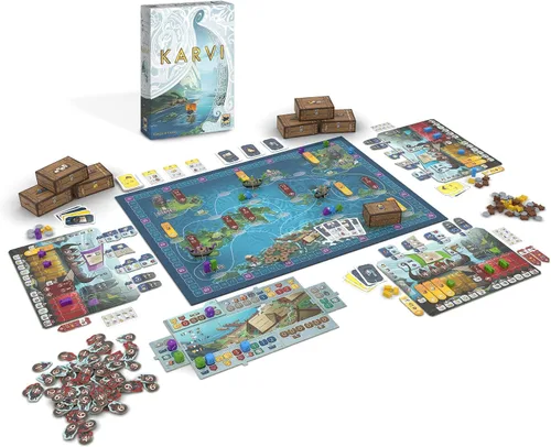 Vista 3 de Karvi - Juego de mesa - Saga vikinga de incursión y comercio. Juego de aventura épica, juego de estrategia para niños y adultos, a partir de 12
