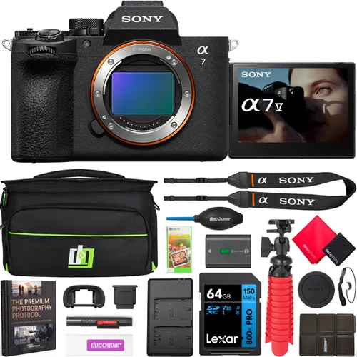 Vista 10 de Sony ILCE-7M5/B a7 V - Cuerpo de cámara sin espejo de marco completo con luz flash MK320, monopie de 72 pulgadas, correa de agarre de muñeca