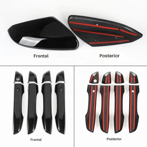 Vista 4 de Cubierta de espejo lateral + Kit de cubiertas para manija de puerta Compatible con Honda Civic 10ª generación 2016 2017 2018 2019 2020 2021 (Negro)