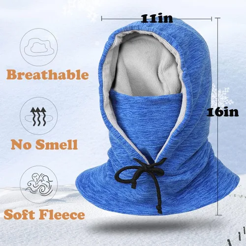 Vista 2 de Pasamontañas de forro polar grueso para invierno, resistente al viento, para el cuello, gorros, pasamontañas, talla única