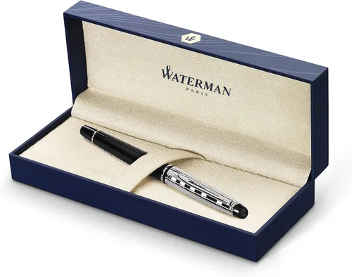 Vista 17 de Pluma estilográfica profesional de acero inoxidable con detalles dorados WATERMAN, Negro
