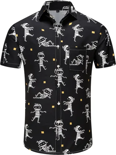Vista 156 de KYKU - Camisa hawaiana funky para hombre, ropa tropical para vacaciones en Palm Beach