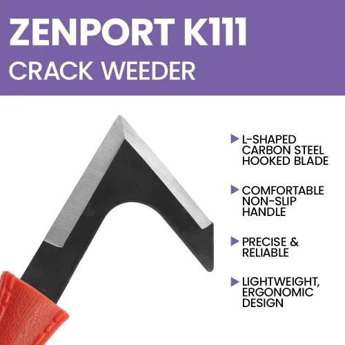 Vista 4 de Zenport K111 Crack Weeder, calzada, herramienta de deshierbe de paseo lateral, acero al carbono, hoja en forma de L, naranja