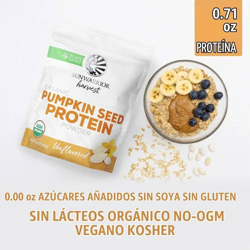 Vista 7 de Sunwarrior - Proteína en polvo de semillas de calabaza orgánica, sin sabor