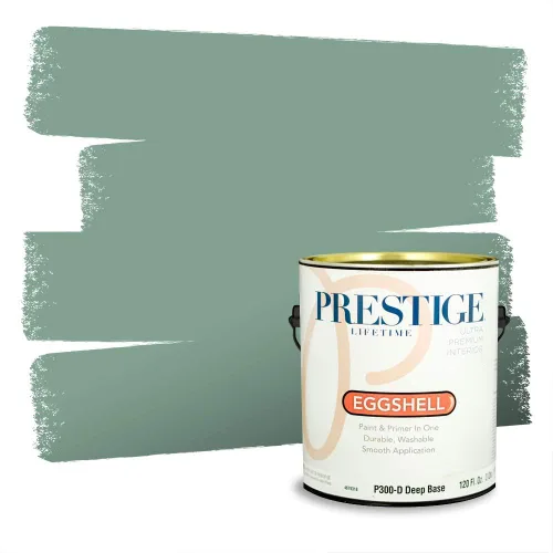 Vista 43 de Prestige Paints - Pintura exterior e imprimación en uno, 1 galón, plano, compatibilidad comparable con el color menta «Whipped Mint» de Behr