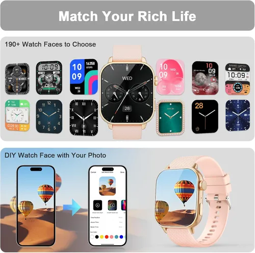Vista 4 de MFVLP Reloj inteligente para hombres y mujeres, 1.85 pulgadas AMOLED HD reloj de fitness con más de 120 modos deportivos, llamada Bluetooth