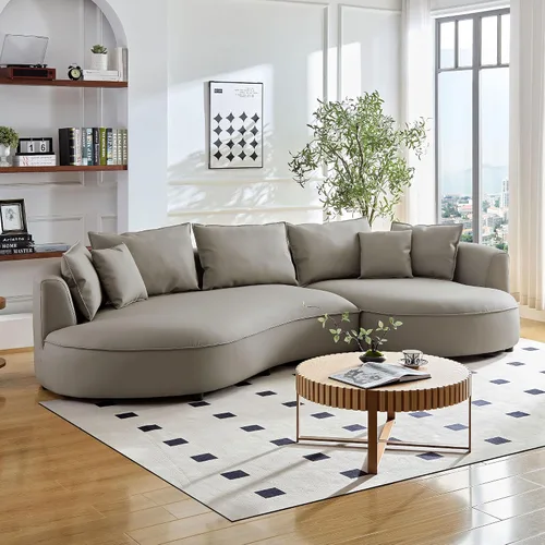 Vista 15 de JUSTONE Sofá modular moderno de 104.72 pulgadas, cómodo sofá de asiento profundo con 2 almohadas para sala de estar, dormitorio, apartamento
