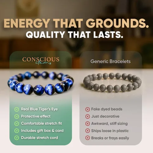 Vista 6 de Conscious Items Pulsera de riqueza y manifestación para mujeres y hombres, pulsera de prosperidad con cristales de dinero y piedra natural