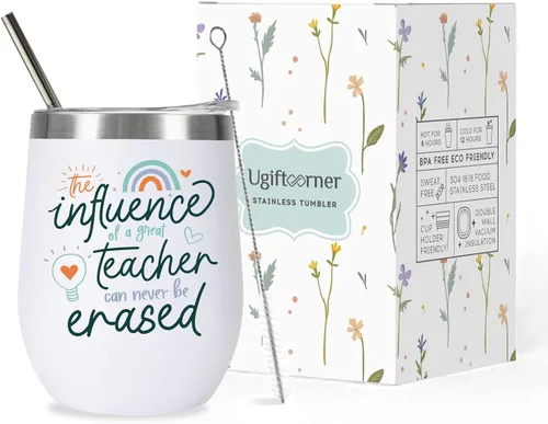 Vista 10 de Regalos de agradecimiento a maestros para mujeres y hombres, vaso aislado de 12 onzas con caja de regalo, regalo de fin de año, graduación, Navidad