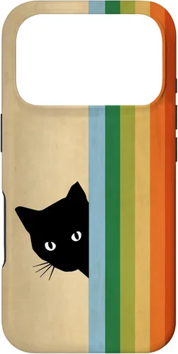 Vista 30 de Black Kitty Cat - Retro Vintage Rainbow Phone Case for iPhone 17