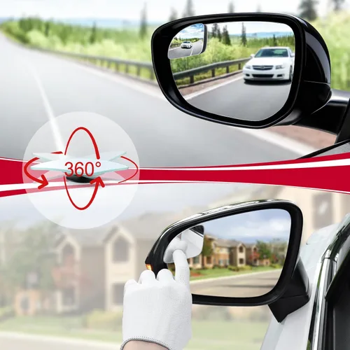 Vista 5 de LivTee Espejo de punto ciego para vehículo, con forma de ventilador asimétrico, vidrio HD sin marco, espejo retrovisor convexo con gran ángulo
