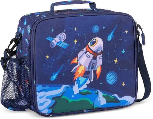 Vista 12 de rockpapa Lonchera infantil para niños con correa, impermeable, resistente a las manchas y al aceite, bolsa de almuerzo aislada, bolsa de almuerzo