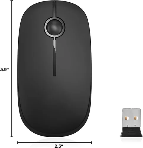 Vista 10 de VssoPlor - Mouse inalámbrico 2.4 G, delgado y portátil con nanorreceptor, para PC, laptop, computadora, negro