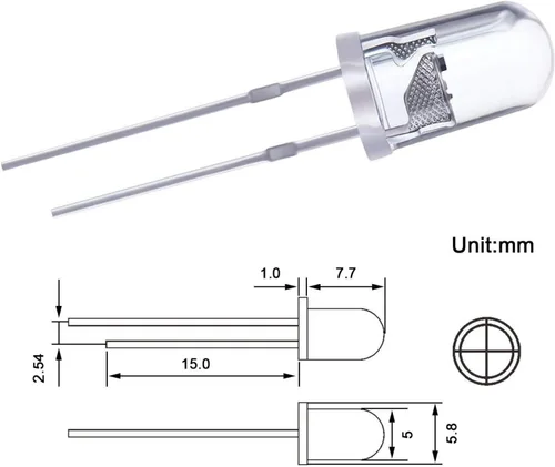 Vista 3 de EBOOT Kit surtido de 100 bombillas LED transparentes, diodos de emisión de luz, 0.2 pulgadas (5 colores)