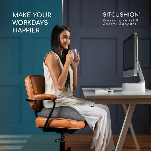 Vista 5 de SitCushion Cojín ergonómico de asiento para aliviar el dolor de ciática y coxis – Cojín extragrande de espuma viscoelástica para silla de oficina