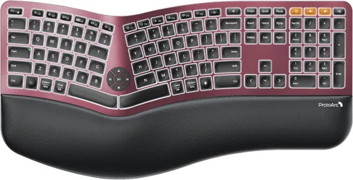 Vista 11 de ProtoArc Teclado ergonómico Bluetooth retroiluminado, EK01 Plus, teclado inalámbrico dividido de tamaño completo con Bluetooth dual y USB