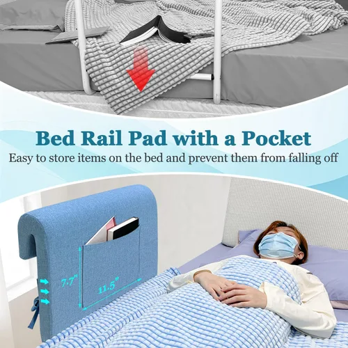 Vista 4 de Fundas para rieles de cama de hospital, almohadillas acolchadas de espuma para riel de cama, almohadillas protectoras de caídas para adultos