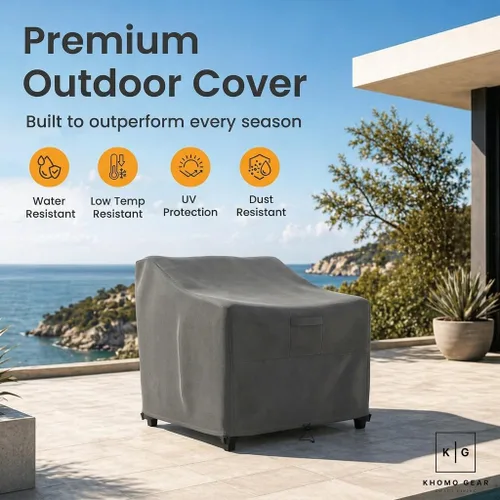 Vista 8 de Funda para silla de muebles de exterior de patio - Premium Heavy Duty - Gris