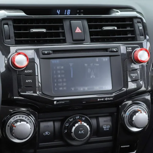 Vista 5 de 2 piezas de botón de control de sonido de volumen de audio Cubierta de botón de interruptor giratorio para Toyota 4Runner 2010-2023 (rojo)