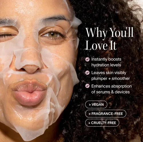 Vista 3 de Solawave Mascarilla hidratante en lámina, antienvejecimiento con niacinamida, mascarilla hidratante con ácido hialurónico, mascarillas faciales