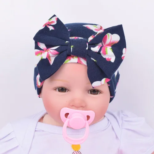 Vista 2 de Evelin LEE gorro con flores y moños bonito para niñas recién nacidas