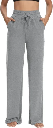 Vista 3 de Sarin Mathews - Pantalones deportivos de yoga para mujer, pantalones de pijama de pierna ancha, pantalones de entrenamiento cómodos con cordón