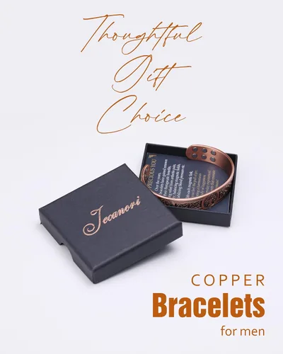 Vista 8 de Jecanori Pulseras magnéticas de cobre eficaces para hombres, pulsera magnética ultra fuerte con tamaño también