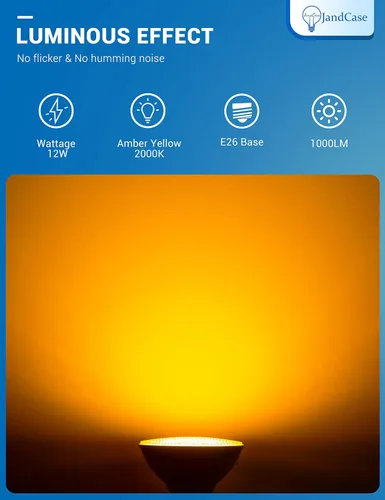 Vista 7 de JandCase Luces LED Anti-Insectos para Exteriores, Bombillas de Luz Anti-Insectos Amarillas de 12W para Exteriores, Equivalente a 100 Vatios