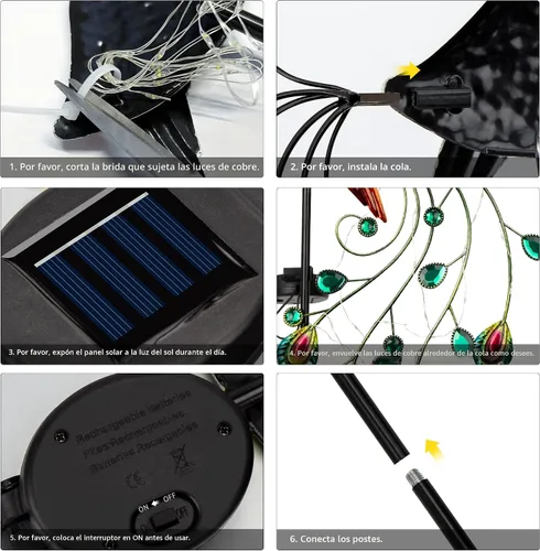 Vista 7 de Glintoper - Luces solares de jardín, estacas decorativas de metal con diseño de pavo de 39 pulgadas de altura para exteriores, regalos ideales