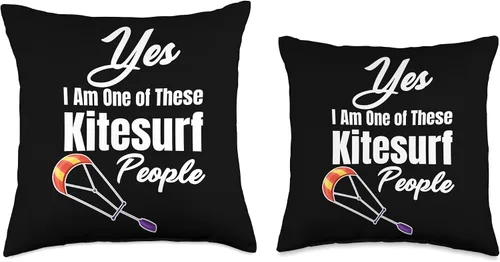 Vista 3 de Funny Kitesurfing Sailboard Windy Boating Yes I Am One of These Kitesurf People Sailboard Boating Throw Pillow, 16x16, Multicolor