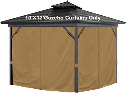Vista 8 de Cortinas Gazebo de 10 x 10 pies para exteriores, impermeables, 4 paneles, cortinas de pared lateral, repuesto universal con cremallera para patio