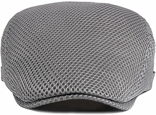 Vista 5 de DIYDECAL Sombrero de verano de malla transpirable para hombre, ajustable, boina de hiedra, gorra plana Gris claro
