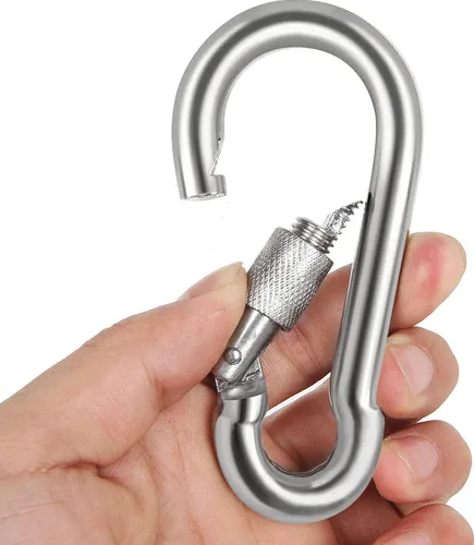 Vista 7 de Clips de mosquetón de bloqueo, gancho de resorte de acero inoxidable, mosquetón de bloqueo resistente, 304 de acero inoxidable de alta calidad