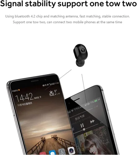 Vista 6 de Auricular inalámbrico Bluetooth Mini auricular inalámbrico Bluetooth V5.0 en el oído auriculares con 4-5 horas de tiempo de reproducción con Negro
