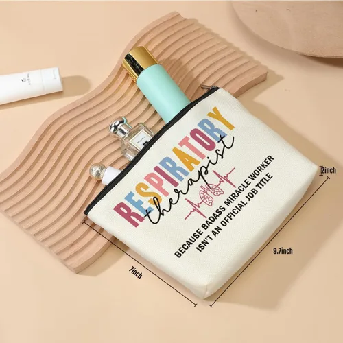 Vista 2 de Divertida bolsa de cosméticos para terapeuta respiratorio, bolsa de maquillaje, regalo para terapeuta respiratorio, regalo RT para mujeres, trabajo