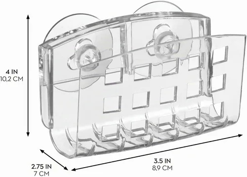 Vista 2 de InterDesign - Soporte por succión de jabón para fregadero de cocina, Plástico, Transparente, paquete de de 1 Para esponjas, para fregadores