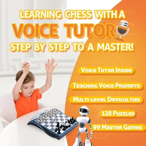 Vista 4 de Talking Chess Master - Juego de ajedrez electrónico con clasificación ELO de 2000, ideal para entrenamiento de estrategia cerebral, juego