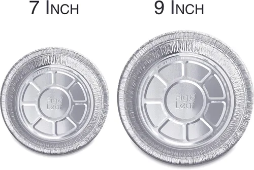 Vista 5 de Paquete de 60 sartenes redondas de aluminio prémium de 7 pulgadas con tapas de cúpula de plástico, lata de aluminio desechable para asar, hornear